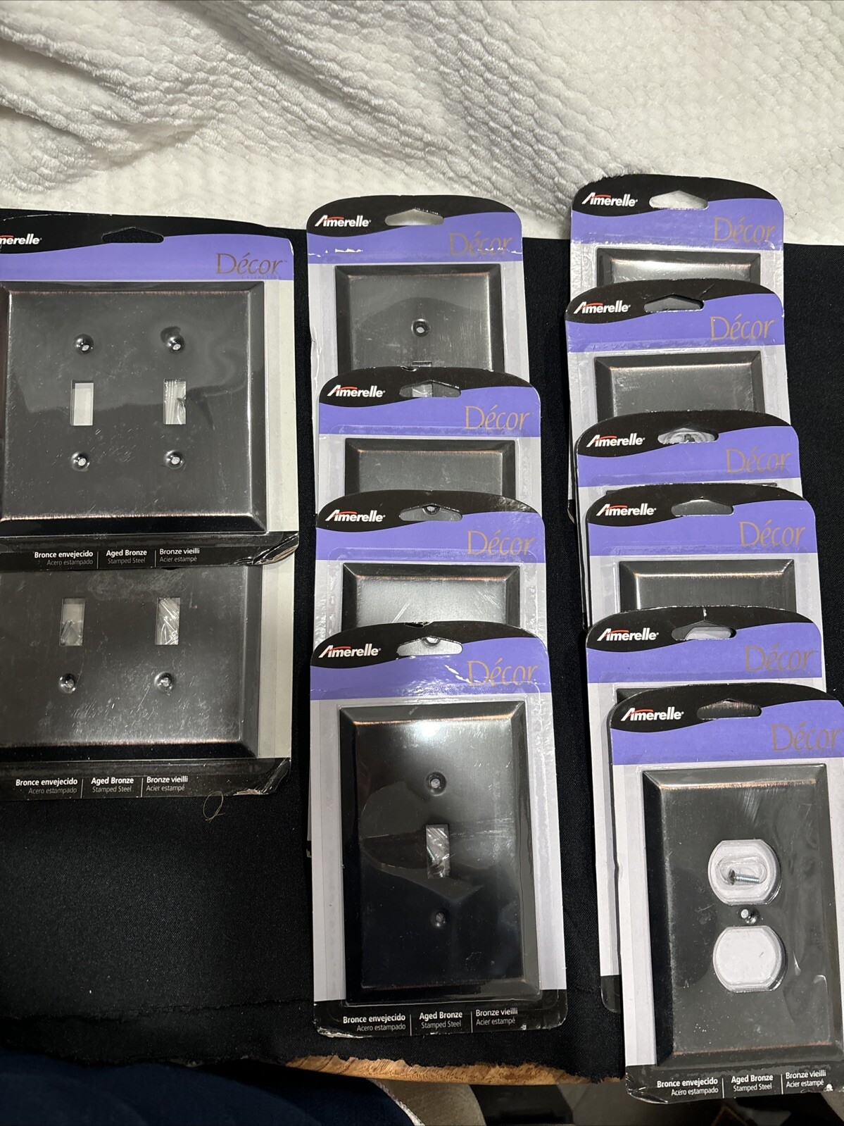 Amerelle Aged Bronze Traditional Steel Wallplates LOT OF 12 PCS NEW OVERSIZED