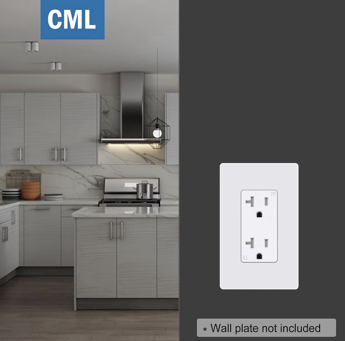 CML 20 Amp Decorator Receptacle Outlet with Tamper Resistant (TR), Standard E…