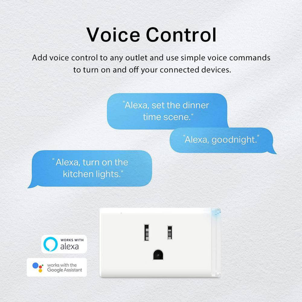 15 Amp Mini Smart Plug Outlet with Timer – White (Pack of 2)