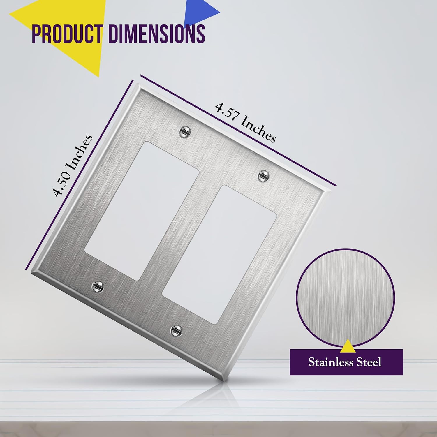 Decorator Switch or Receptacle Outlet Metal Wall Plate, Corrosion Resistant, Siz