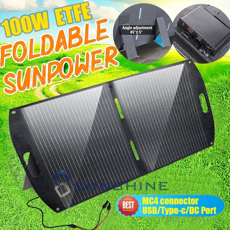 12V 100W Watt Mono Solar Panel Folding Large Power RV Camping Home Boat Off Grid