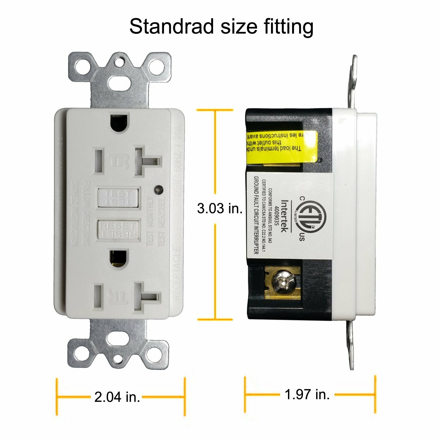 20A GFCI outlet Tamper Resistant Receptacle Wallplate White ETL listed 10pack