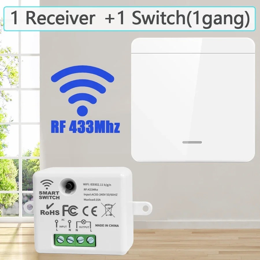 Wireless Remote Control Wall Light Switch for Ceiling Lights Fans 30M Range
