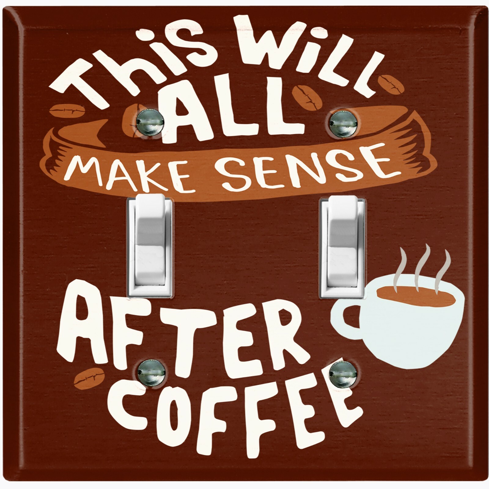 Metal Light Switch Cover Wall Plate For Kitchen After Morning Coffee Mood COF074
