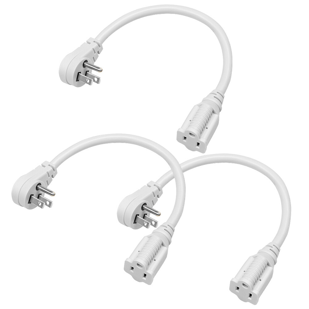 DEWENWILS 1 FT Extension Cord Flat Plug Extension Cord with 3 Prong 3 Pack