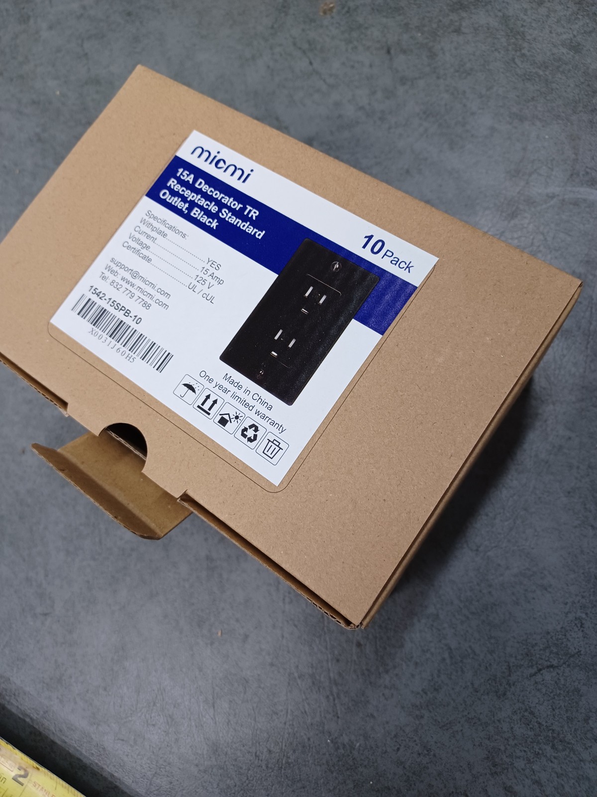 !!!! Micmi Outlet 15A Tamper Resistant Receptacle Black Wallplate – 10 Pack