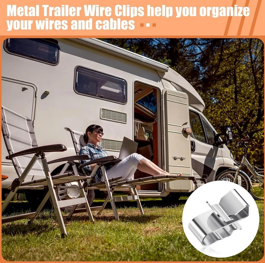 50 Pcs Trailer Frame Wire Clips Stainless Steel Metal Cable Clips 0.89 Inch New