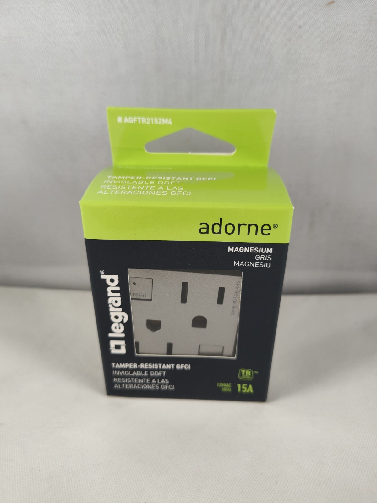 Legrand Adorne 15A Tamper-Resistant GFCI Outlet – Magnesium – AGFTR2152M4