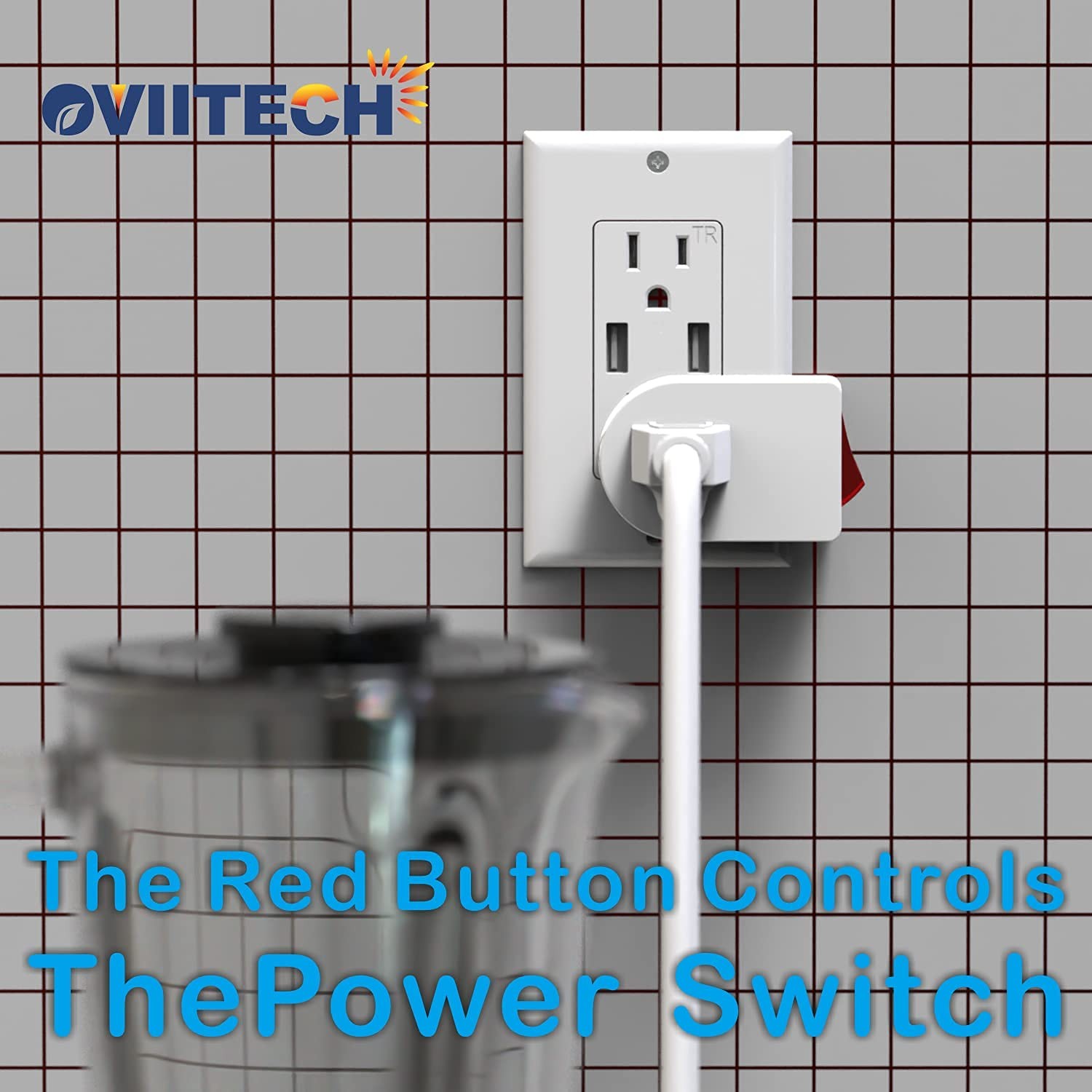 2pcs Outlet Wall Tap Adapter with On Off Switch Grounded Plug White