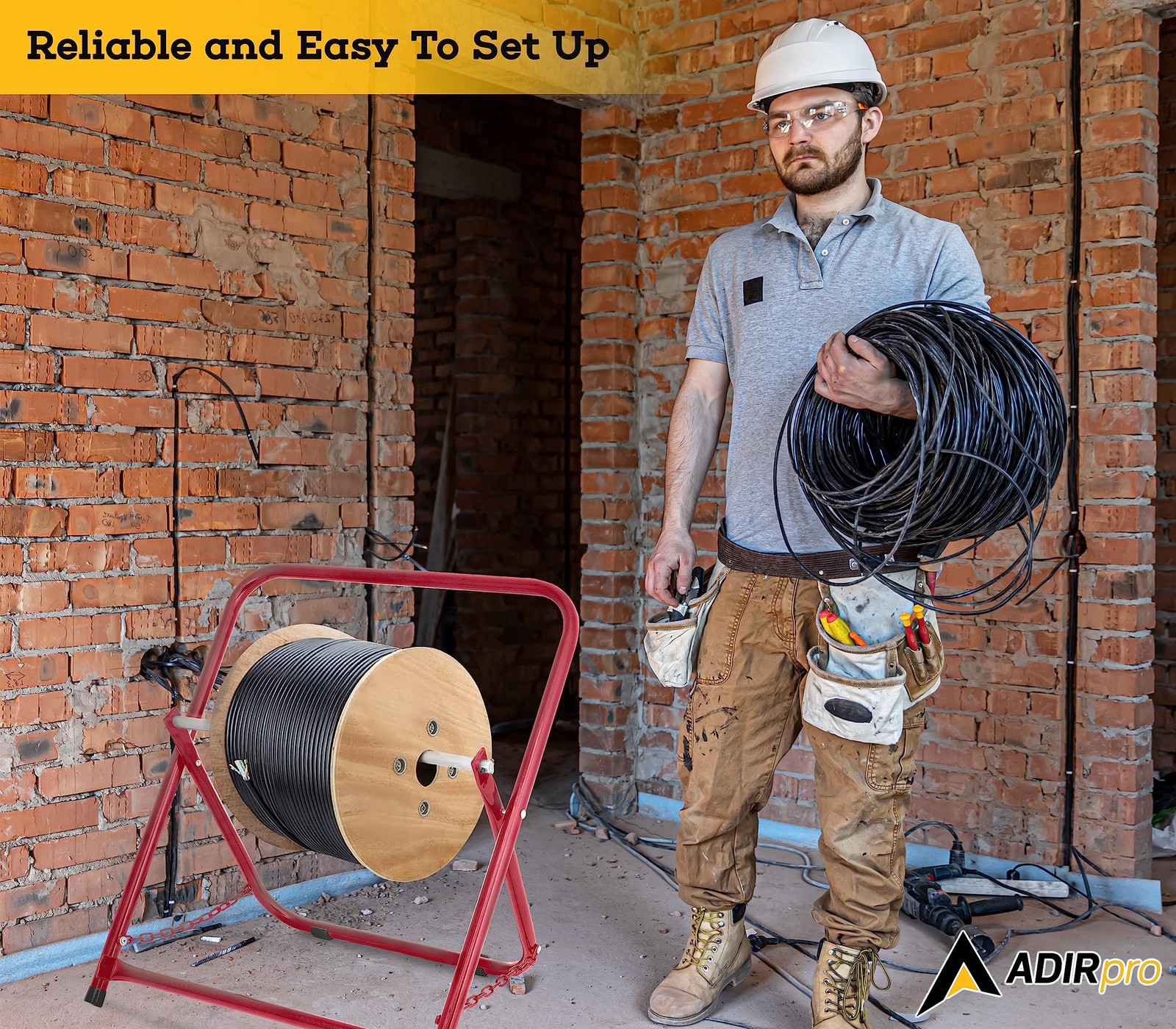 Durable Single Axle Cable Caddy Commercial Industrial Grade Steel Wire Dispenser