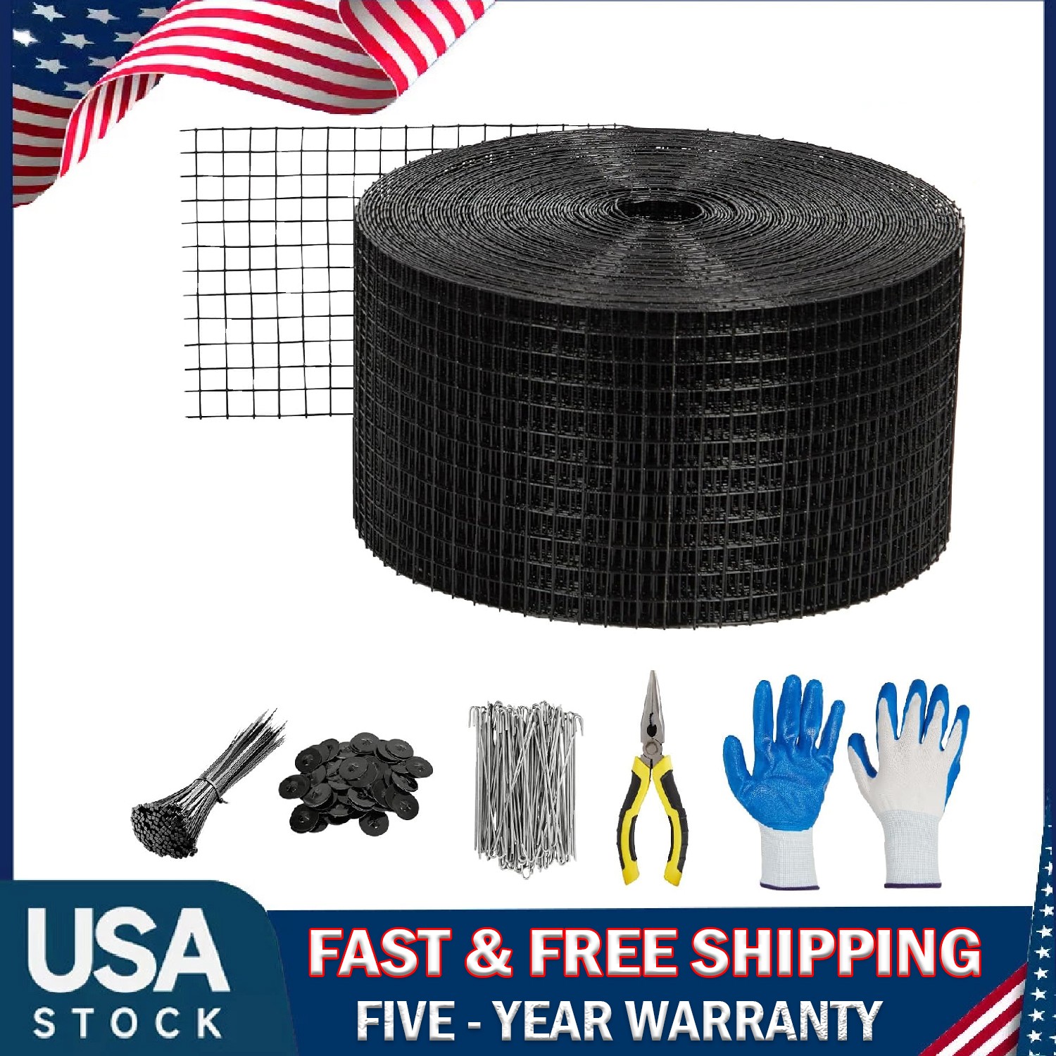 8in x 100ft Solar Panel Bird Guard ,Mesh Guard Critter Roll Kit 70pcs Tire Wires