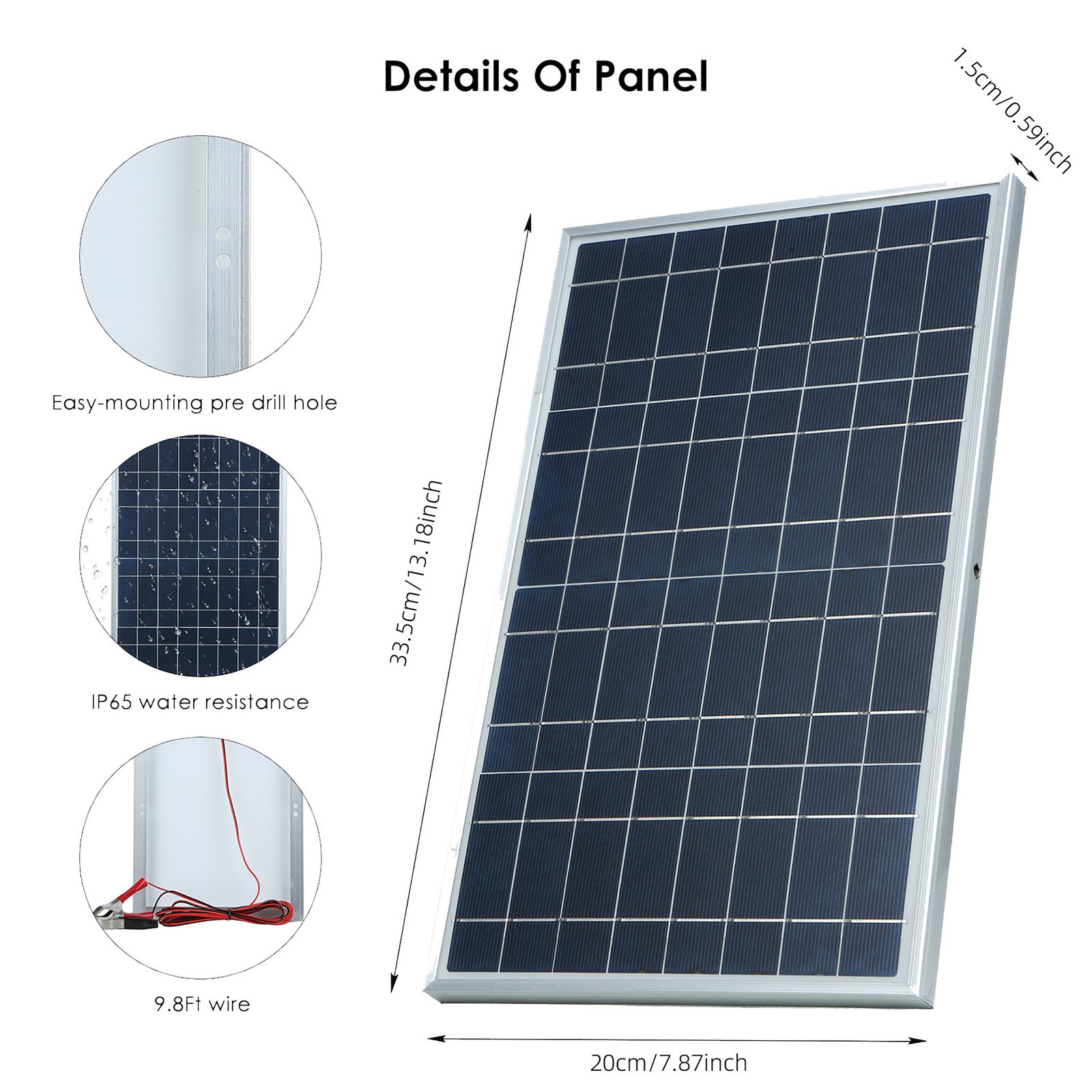 60W Solar Panel Battery Maintainer Car RV Charger 12V Tender Trickle Waterproof