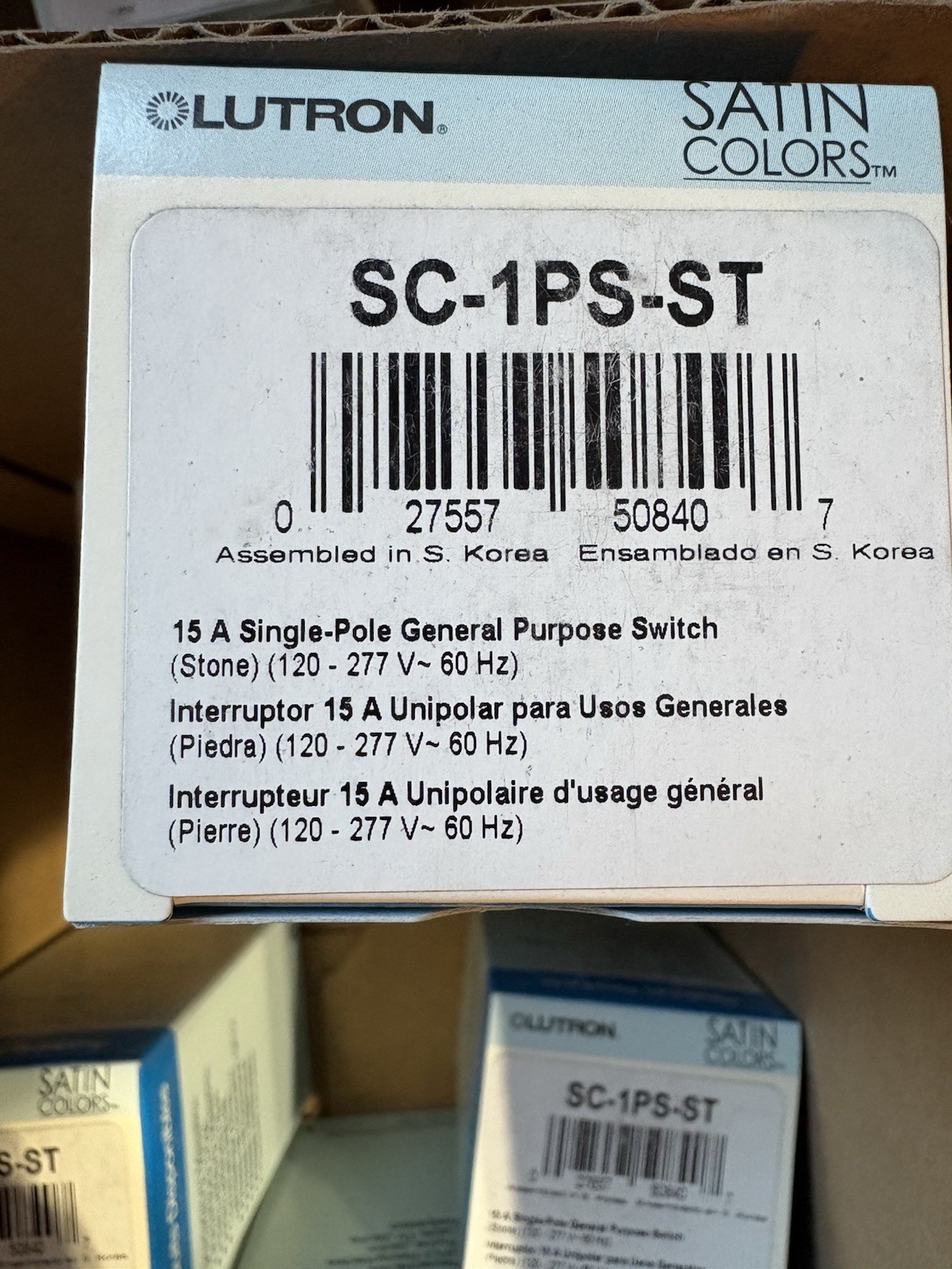 Lutron Satin Colors 15a Single Pole General Purpose Switch SC-1PS-ST STONE