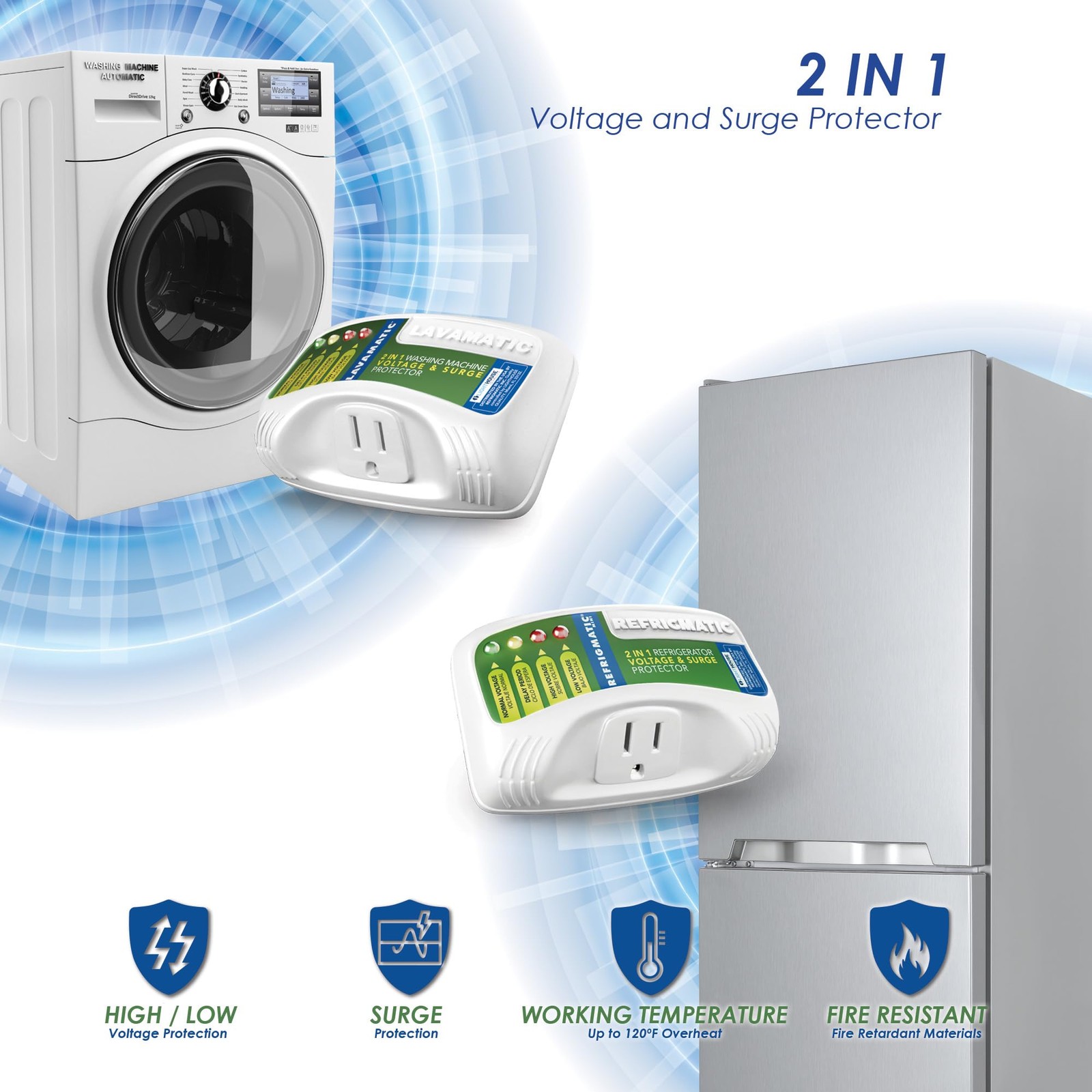 Two Electronic Voltage Surge Protector Combo - Protect your Refrigerator and…