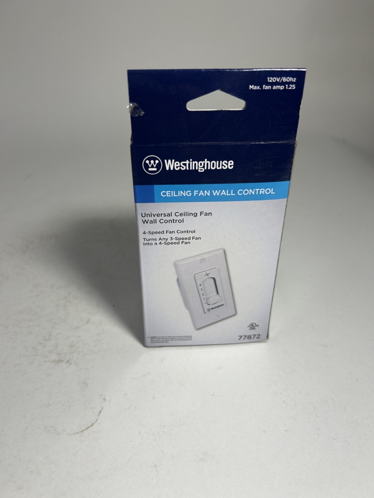 WESTINGHOUSE 77872 Ceiling Fan Wall Control , White 4-speed fan control