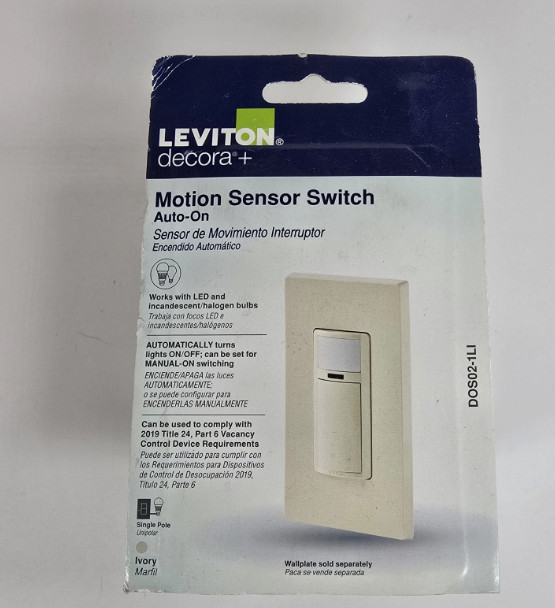 Leviton Decora Motion Sensor Switch Auto On Ivory DOS02-1LI Single Pole