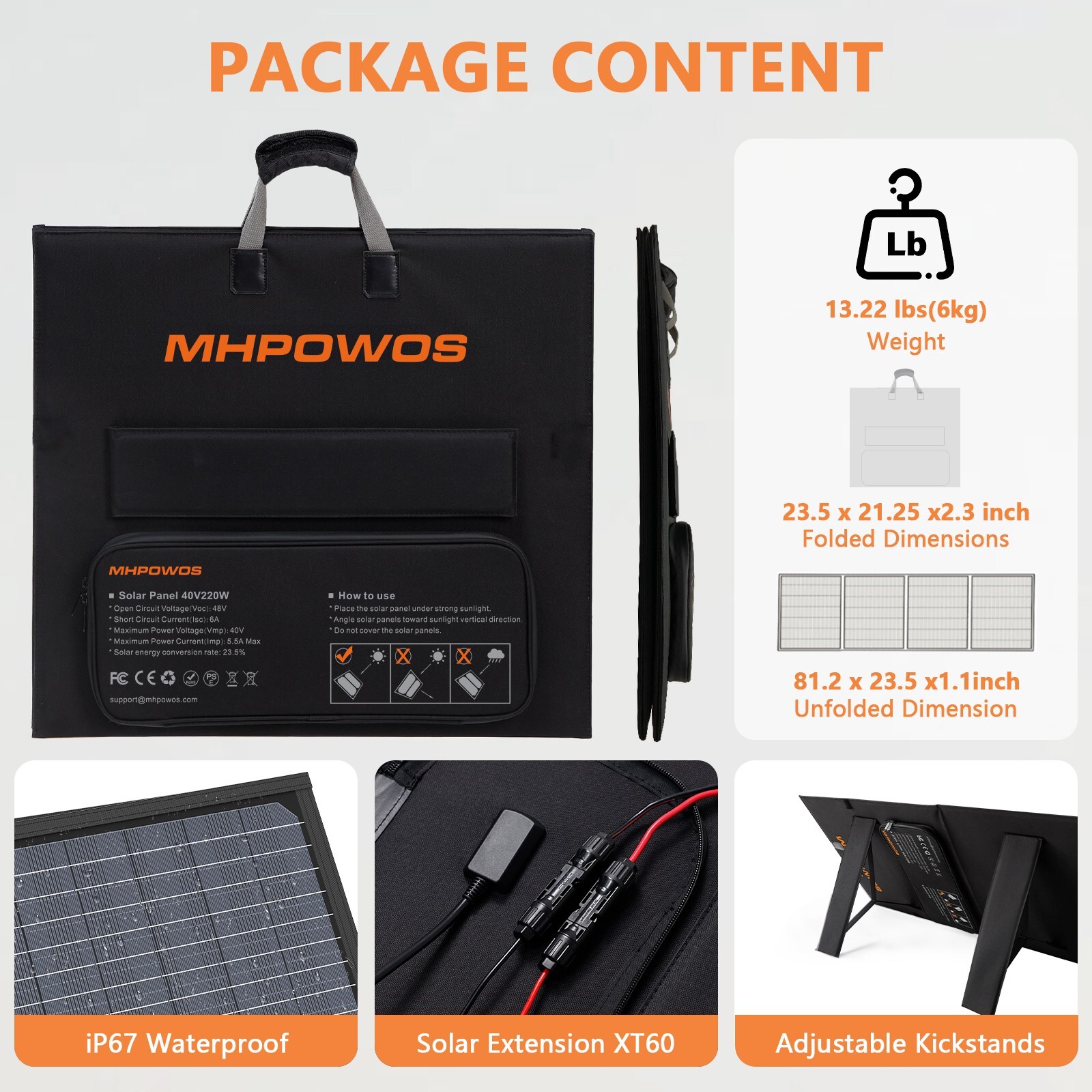Solar Panel 220W for Anker SOLIX C1000 Gen 2 Power Station 2000W Solar Generator