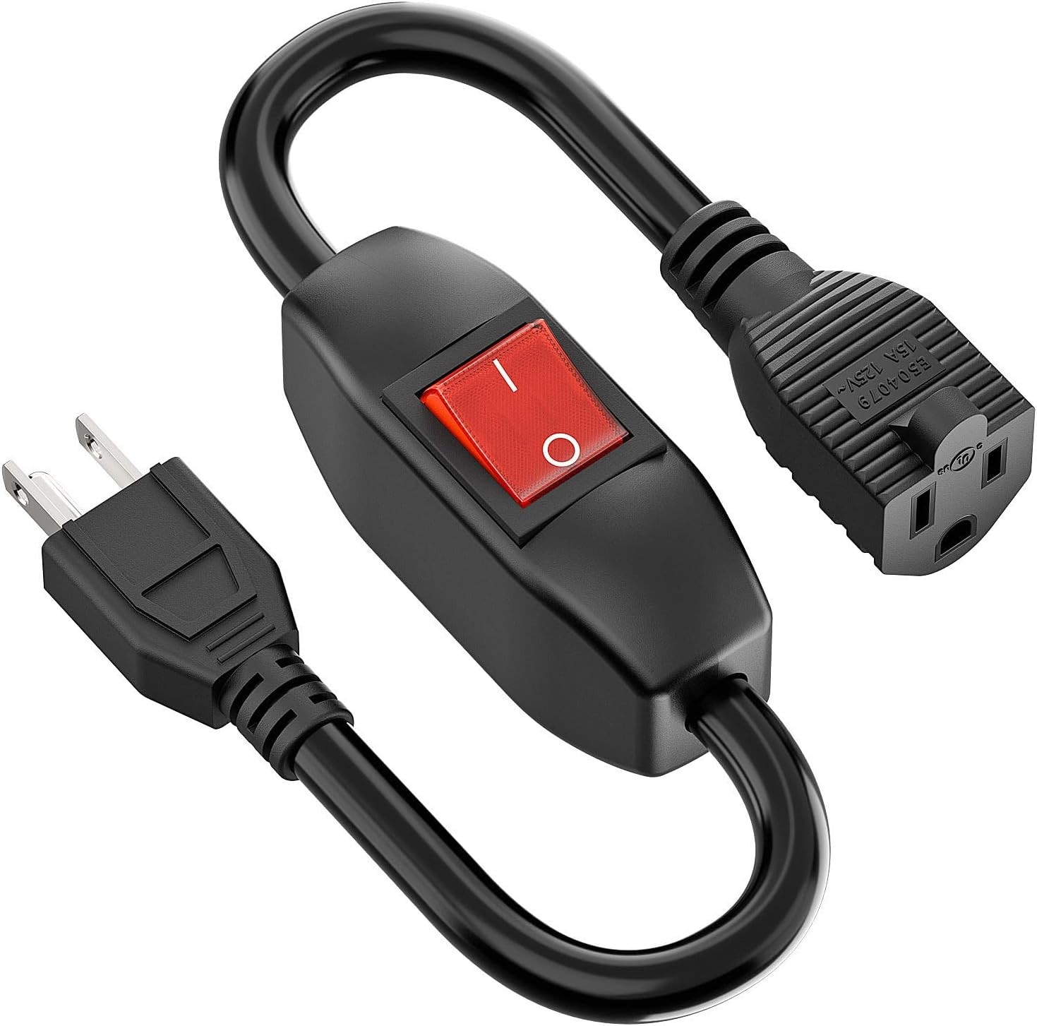 Inline On/Off Switch Extension Cord, 3-Prong Household Switchable Power Cord,…