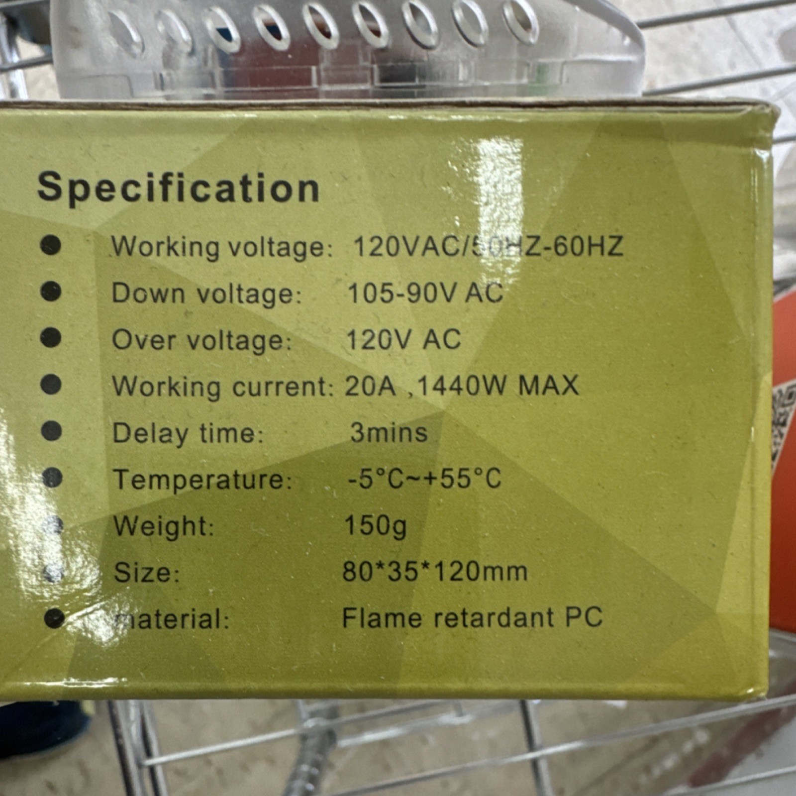 120V Voltage Protector, 20A 1440W Max, On/Off Switch, Flame Retardant PC, Beige