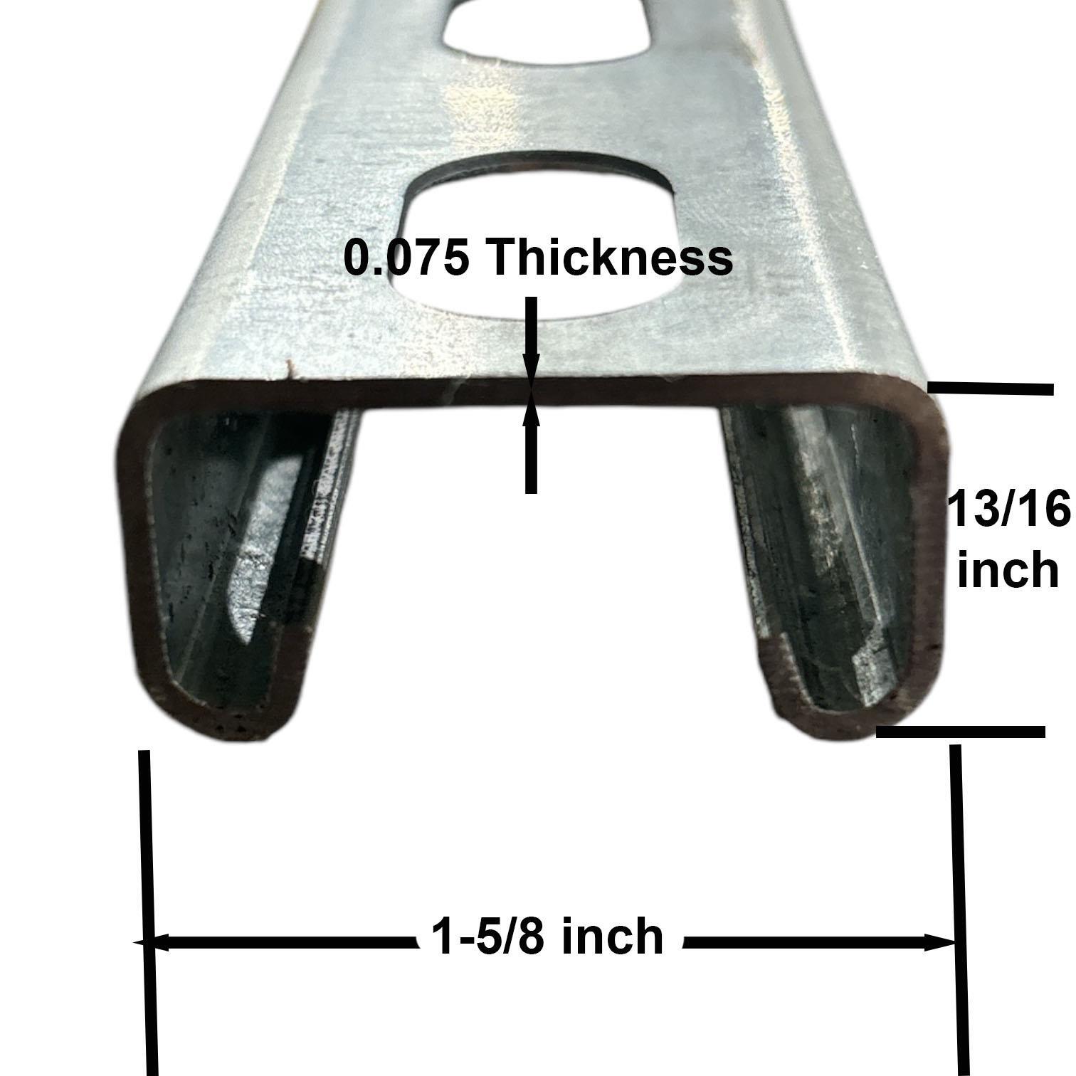 13/16 x 1-5/8 x 60 inches (3 Pack), Galvanized Steel, Slotted Strut Channel