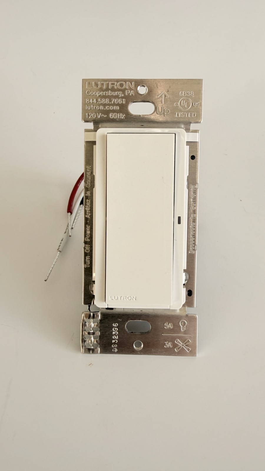 LUTRON CASETA DVRF-5NS SMART SWITCH FOR LIGHTS & FANS WHITE 5 (DVRF-5NS-WH) 🆕