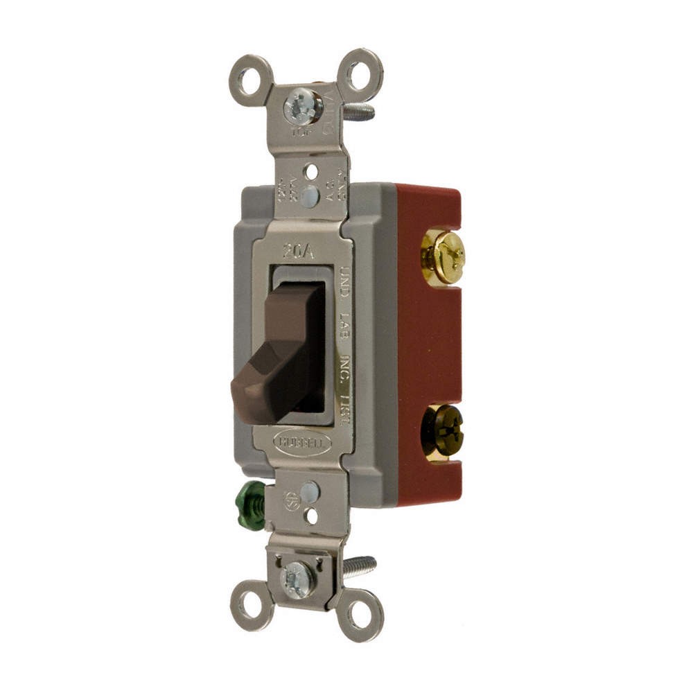 HUBBELL HBL1223 Wall Switch,Brown,20 A;Back; Side,3-Way 1X973