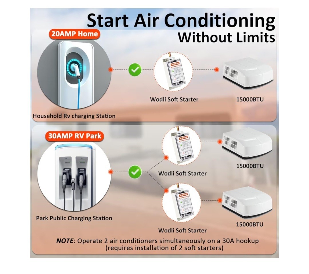 Soft Start for RV Air Conditioner, Upgraded HVAC RV AC Soft Start Kit for RV,