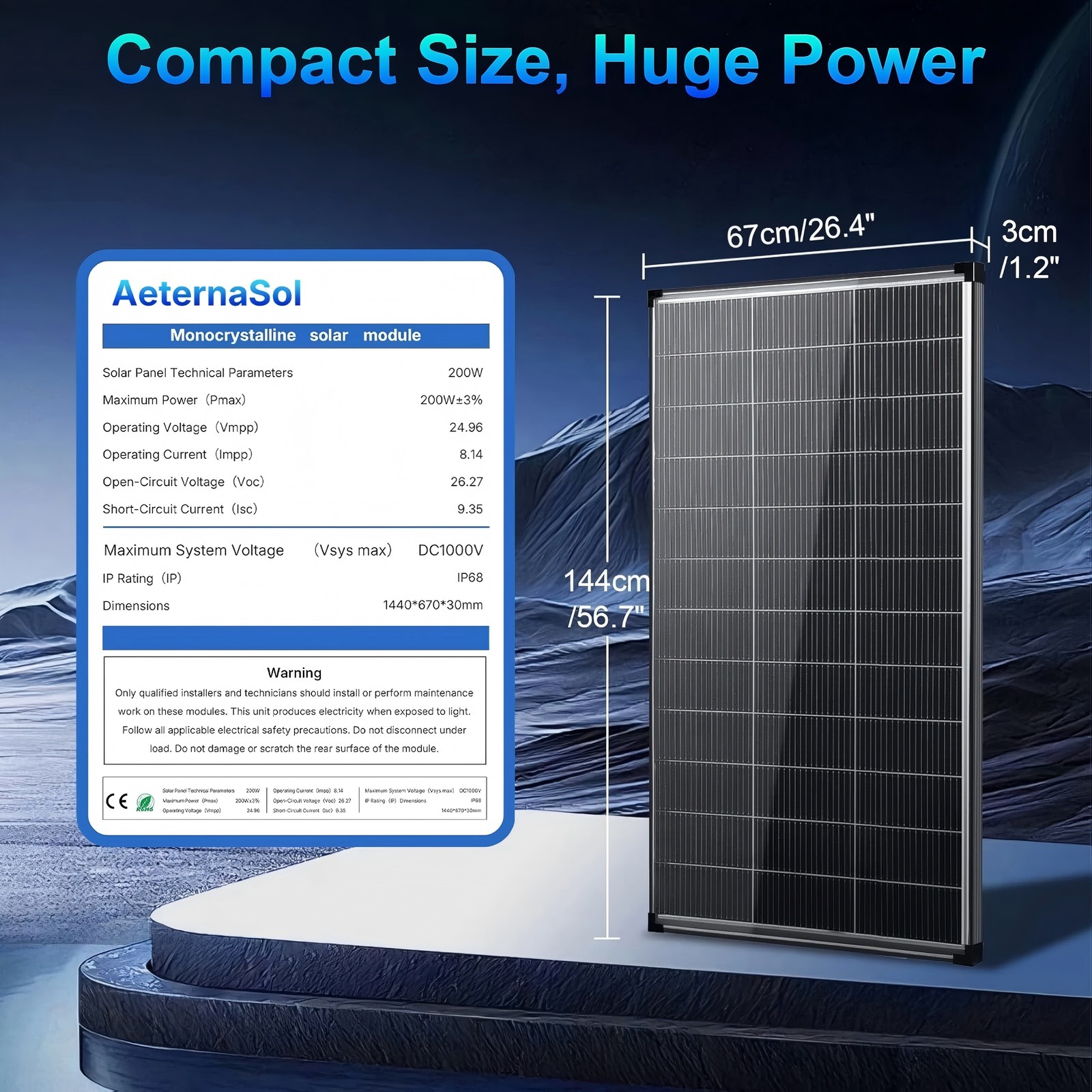 400W Bifacial Solar Panel N-Type Mono PV Home Roof RV Boat Off-Grid 200Watt*2 US