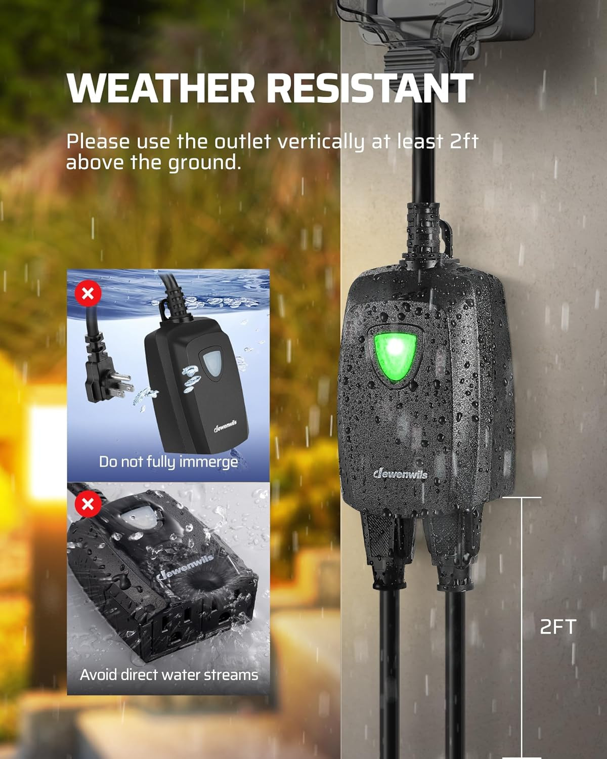 DEWENWILS Outdoor Remote Control Outlet Wireless Electrical Plug in Light Switch