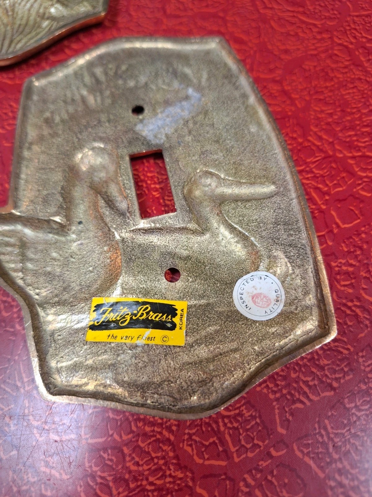 Lot of 3 True Vintage 1980s Solid Brass Switch Plate Covers Ducks Herons Palms