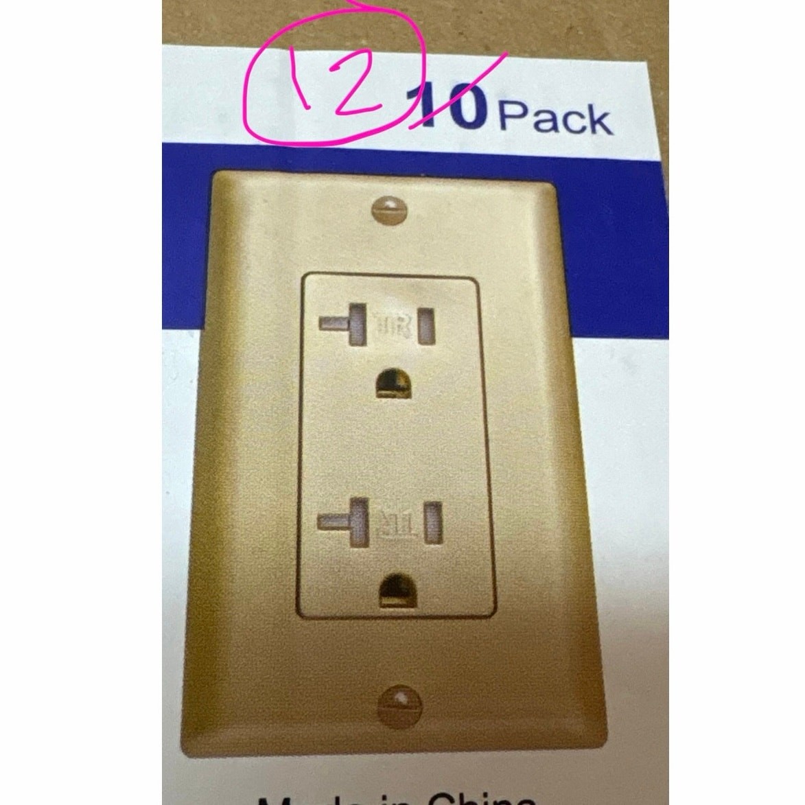 New Set 12 Gold Outlet Replacement 20A Decorator Receptacle Standard Outlet 125V