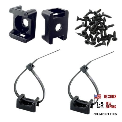 Saddle Type Cable Zip Tie Mounts Base Kit with Screw Hole,Set Strong 6 Inch
