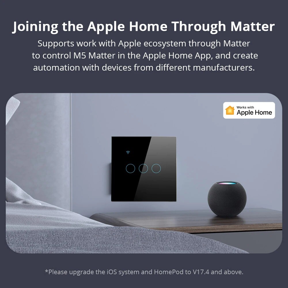 Melery Apple Homekit Smart Wall Switch WiFi Remoted Control Ewelink Google Home