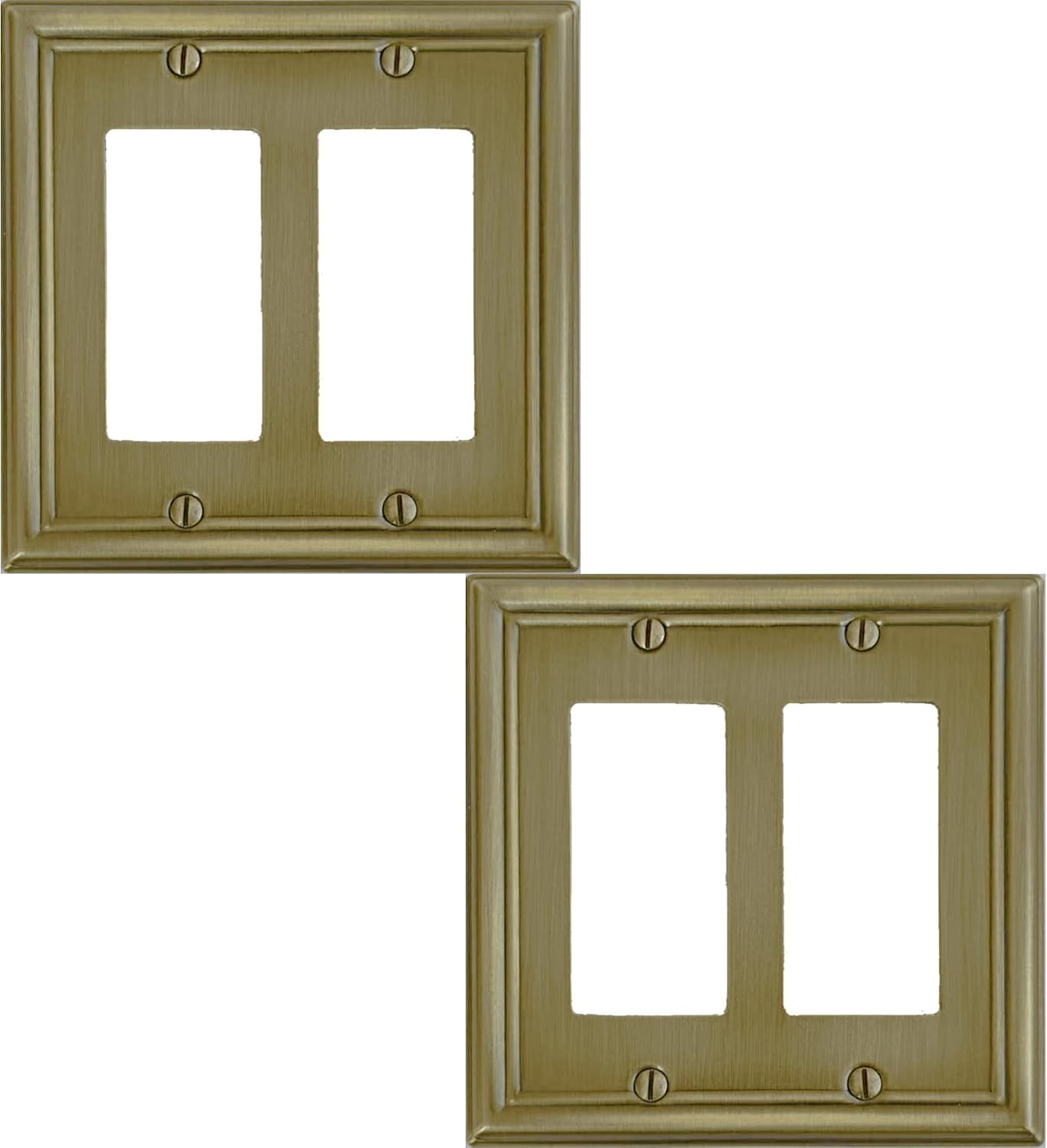 Double Decorator Light Switch Cover Luca Metal Wall Plate, 2-Pack