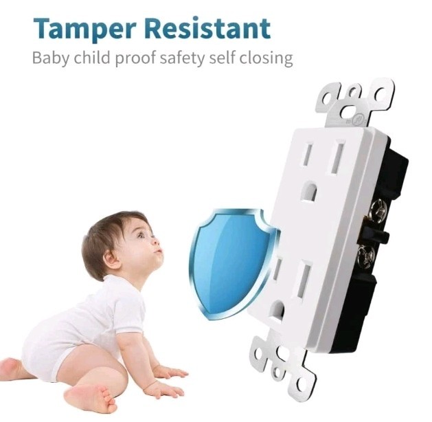 10Pack Outlet Socket, Decora Duplex Receptacle 15 Amp, 125 Volt Tamper Resistant