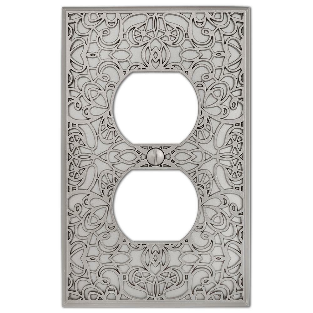 Momfort Ornate Scroll Satin Nickel Switchplate Outlet Cover Wall Plates