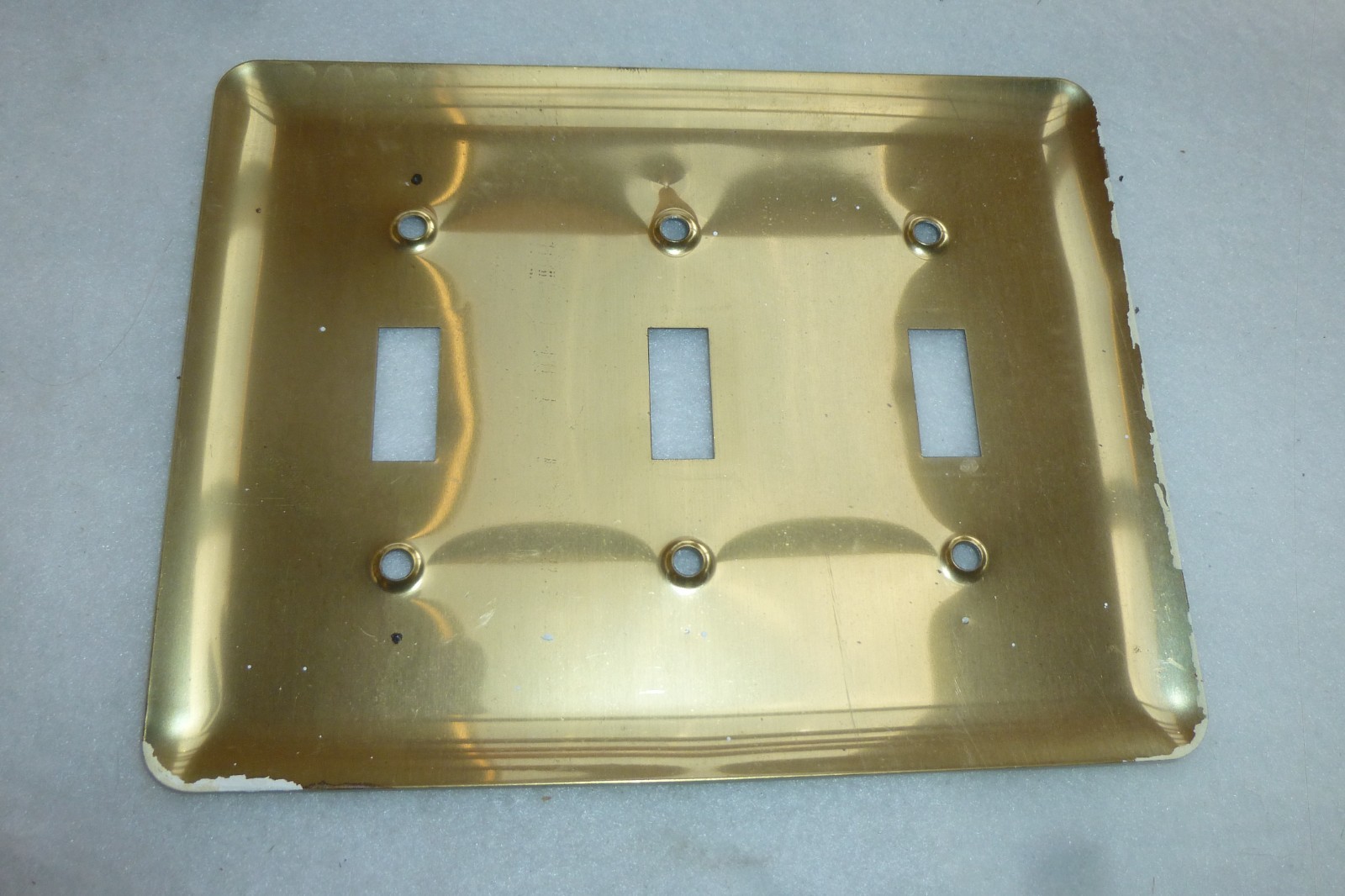 3 place Light Switch Wall Plate Cover Brass Finish Unbranded no screws