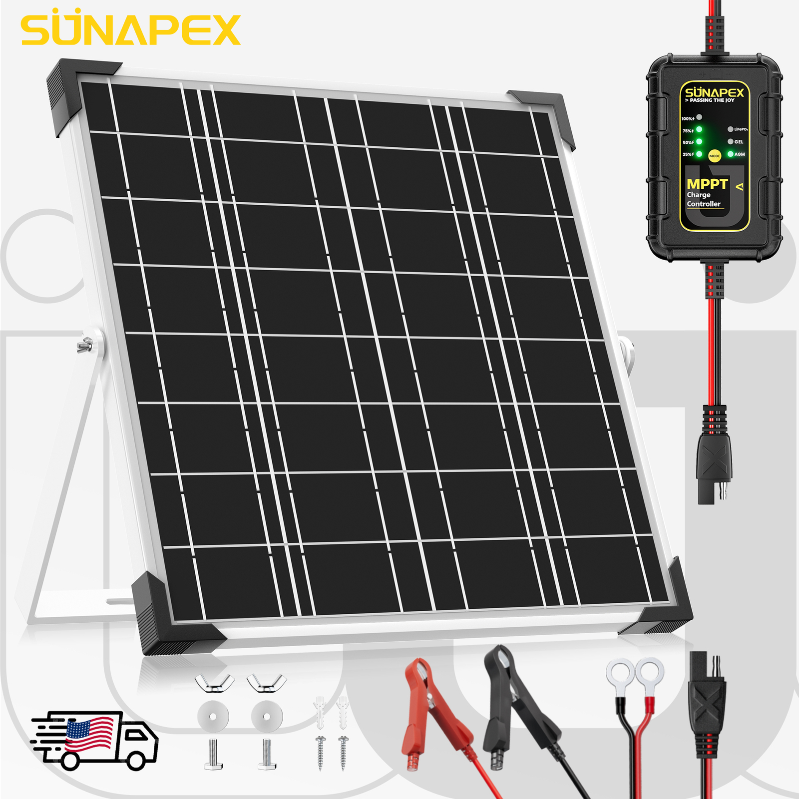 20W/30W/50W 12V Solar Battery Trickle Charger Maintainer with Controller for Car