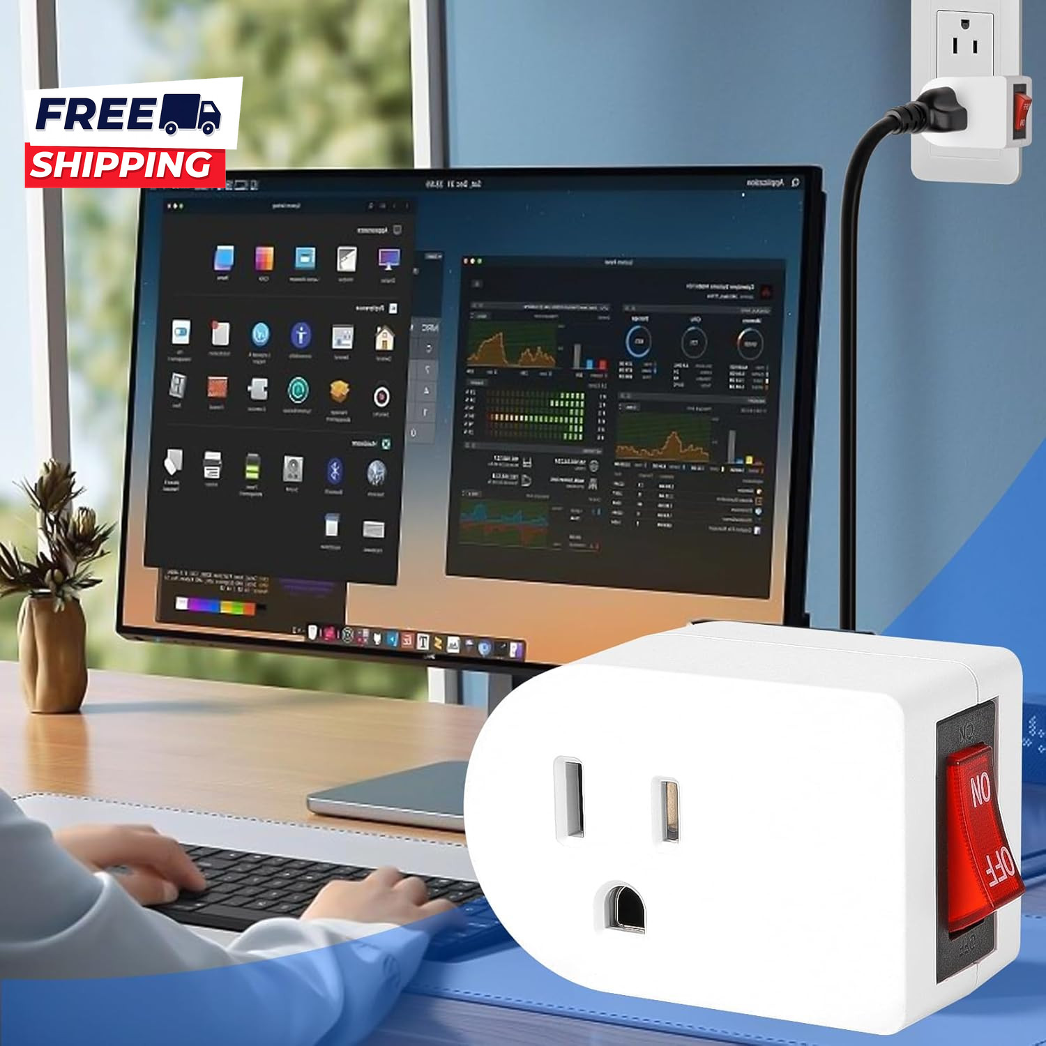 Grounded Outlet with on off Switch Single Power Adapter Outlet Switch