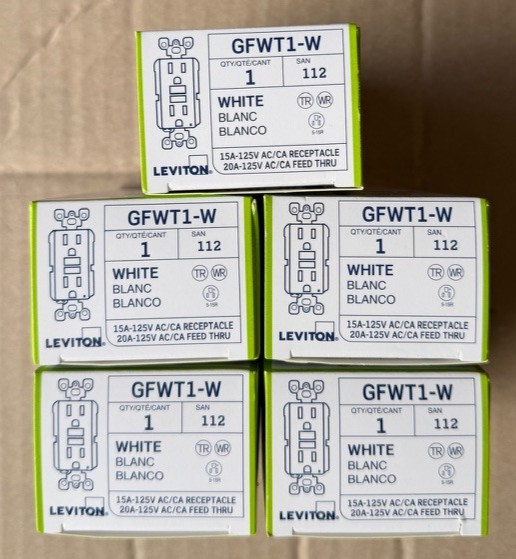 5 PCS Leviton GFWT1-KW – GFWT1-W Weather/Tamper Resistance GFCI Outlet
