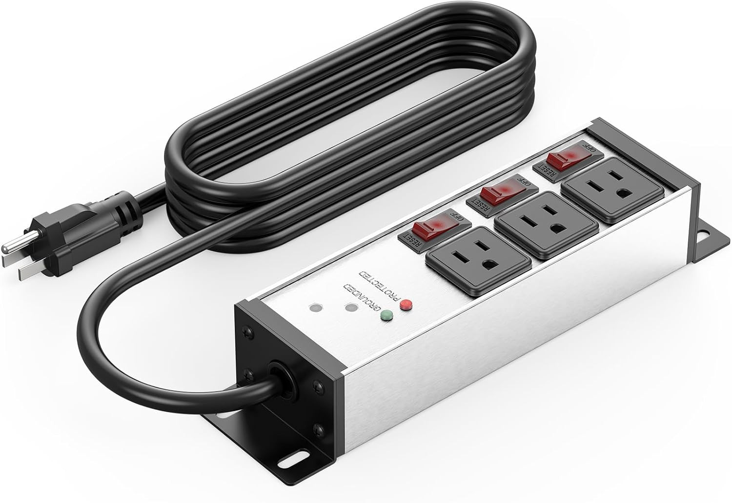 CCCEI 3 Outlets Heavy Duty Surge Protector, 12 Gauge, Silver, 6FT, 1 | 20 Amp In