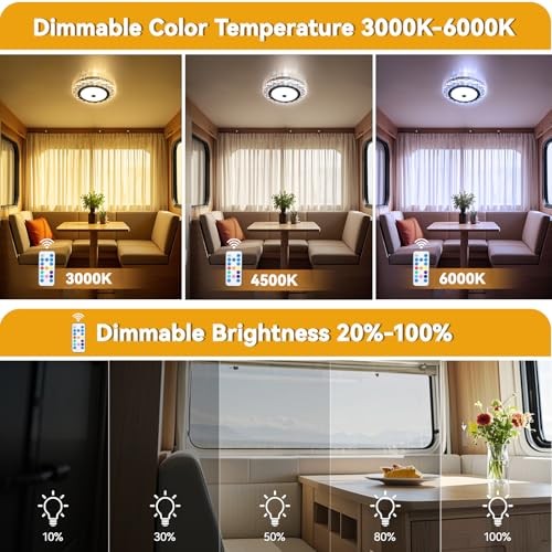 Upgrade 600LM RV Lights Interior, RV Ceiling Dome, 3 Color Multicolor-3Pack