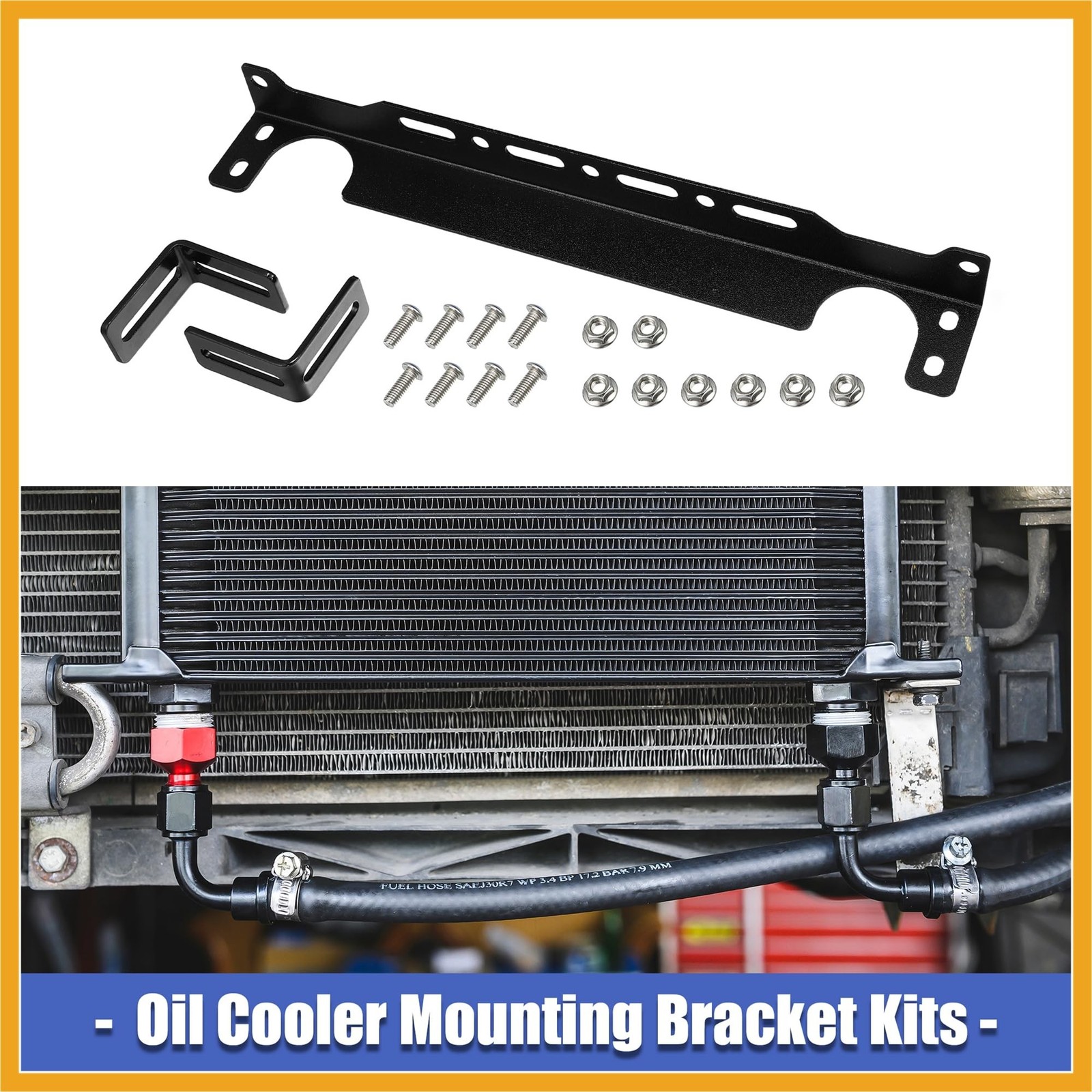 Universal Oil Cooler Mounting Bracket Kit 330mm Aluminum Alloy Engine Oil Coo…