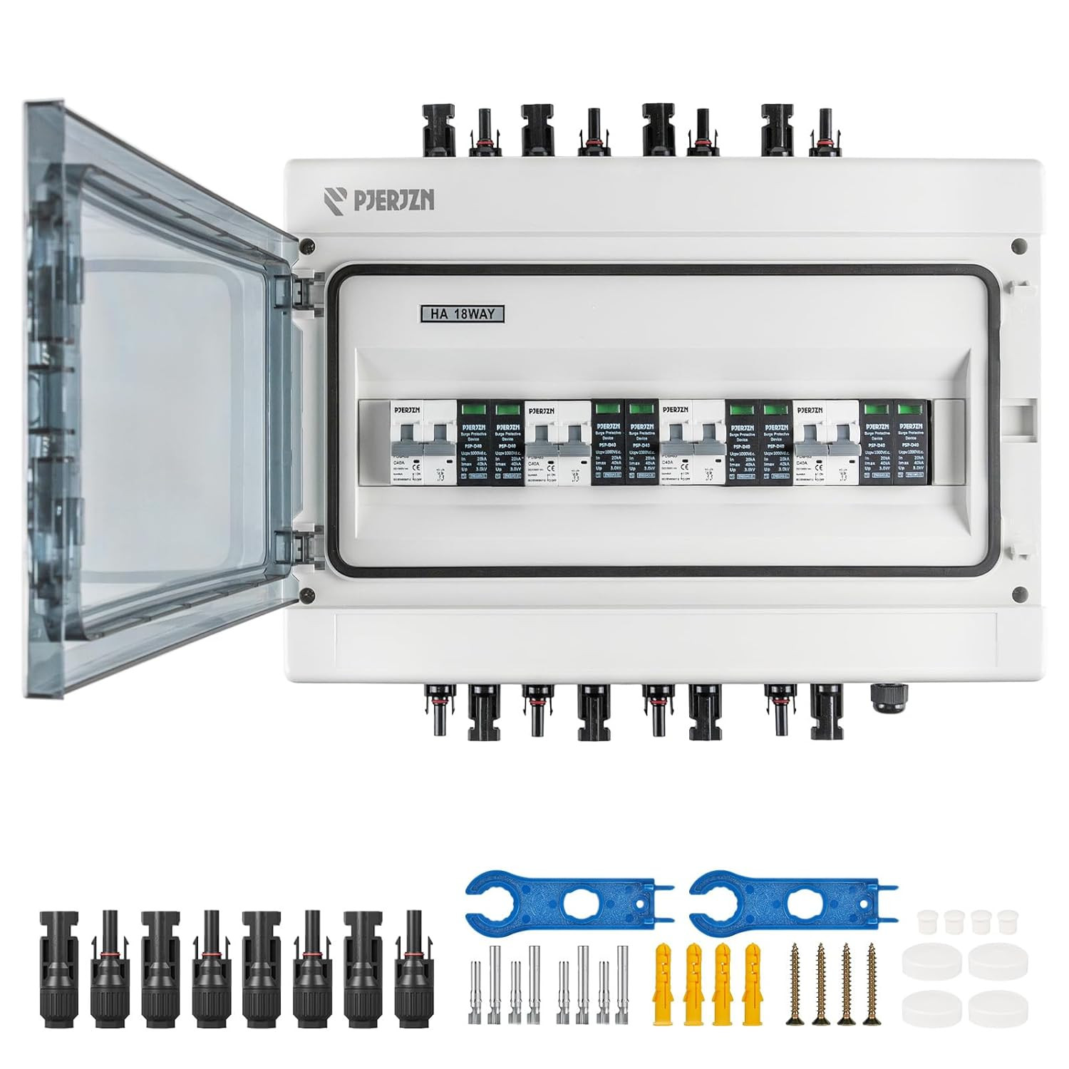 Solar Combiner Box 4 String PV Combiner Box 1000V DC 40A & 20-40KA SPD Power Dis