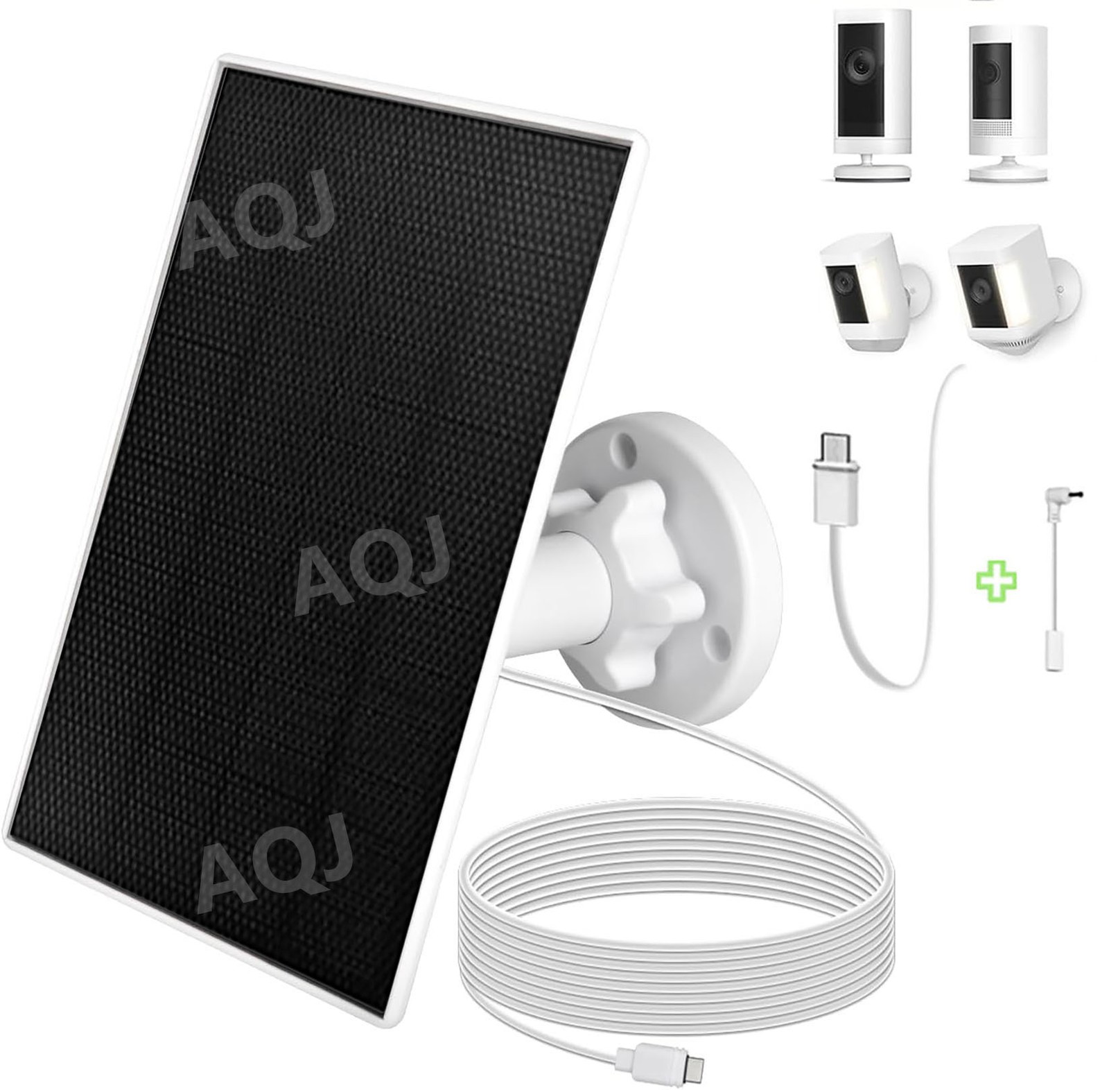 Solar Panel for Ring Camera Dustproof Waterproof Solar Panel Type-C &DC Adapters