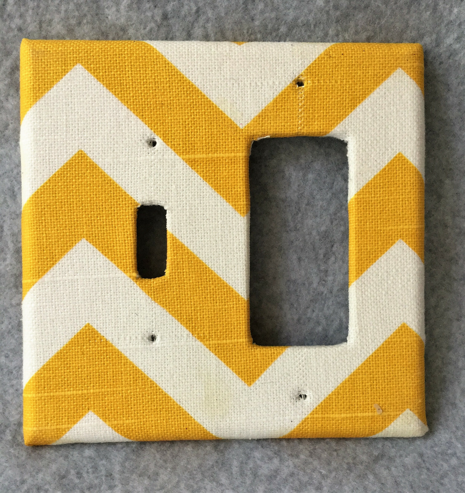 Yellow Chevron Fabric Light Switch Plate Cover Rocker Toggle * 1 OR 2 Gang New