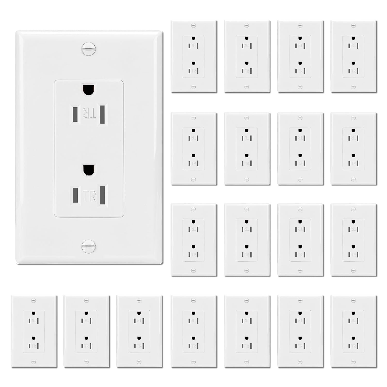 ThunderWay Decorator Wall Receptacle Outlet Child-Safe Tamper-Resistant 15A/125V