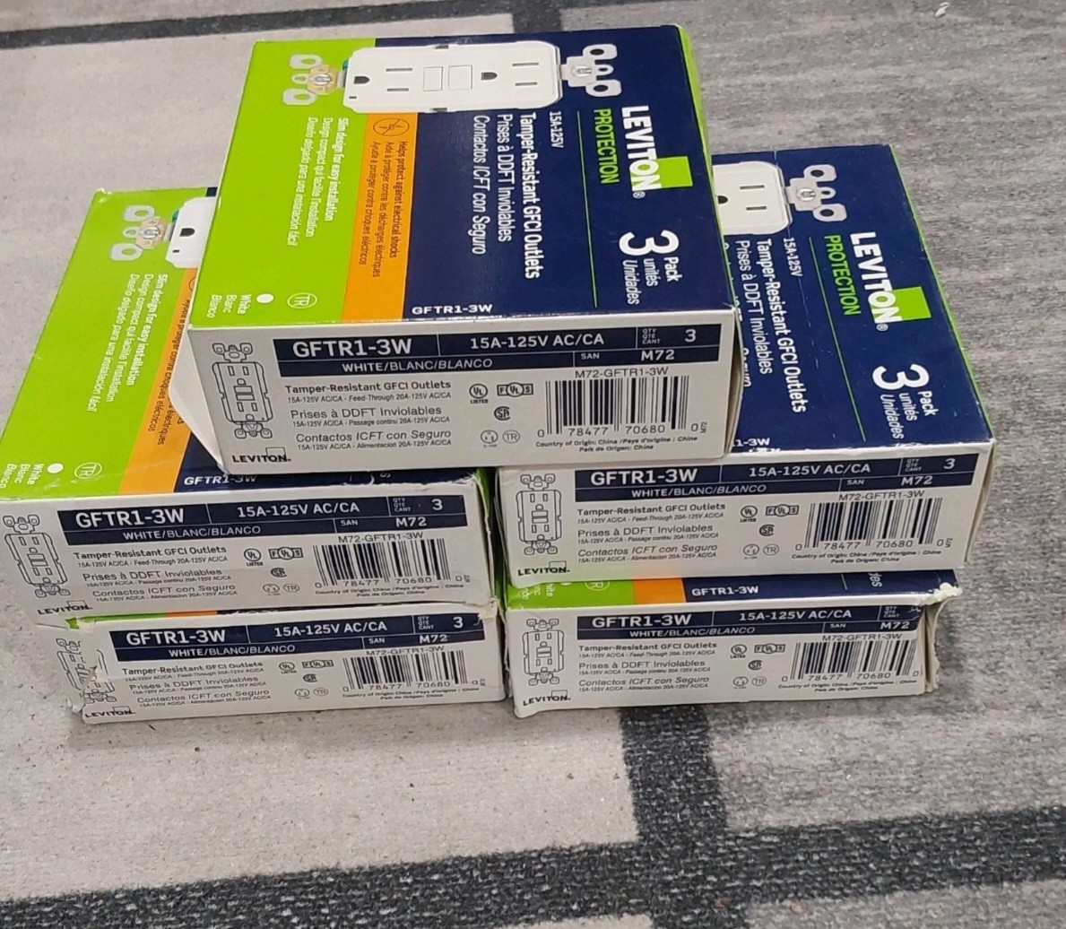 Leviton GFTR1-3W White 15A 125V Thermoplastic Tamper Resistant GFCI LOT OF 5 O**