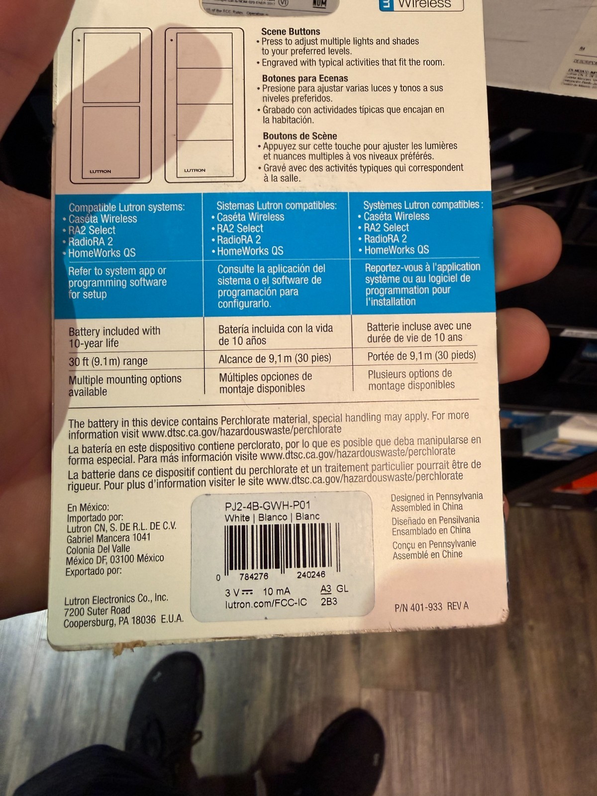 NEW LUTRON PJ2-4B-GWH-P01 PICO 4-BUTTON SCENE REMOTE CASETA RA2 SELECT WHITE