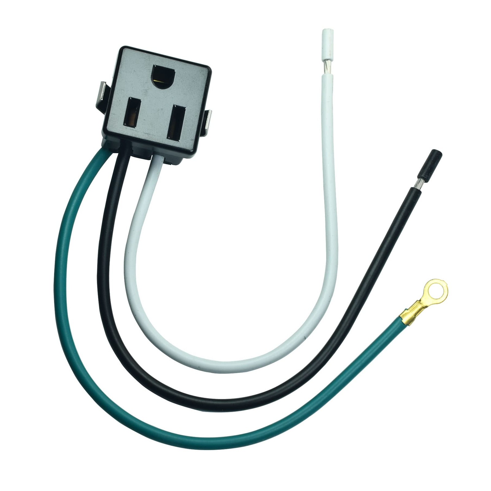 15A/125V Panel Mount Ac Outlet, NEMA 5-15R Snap-in Receptacle, Grounding Powe…